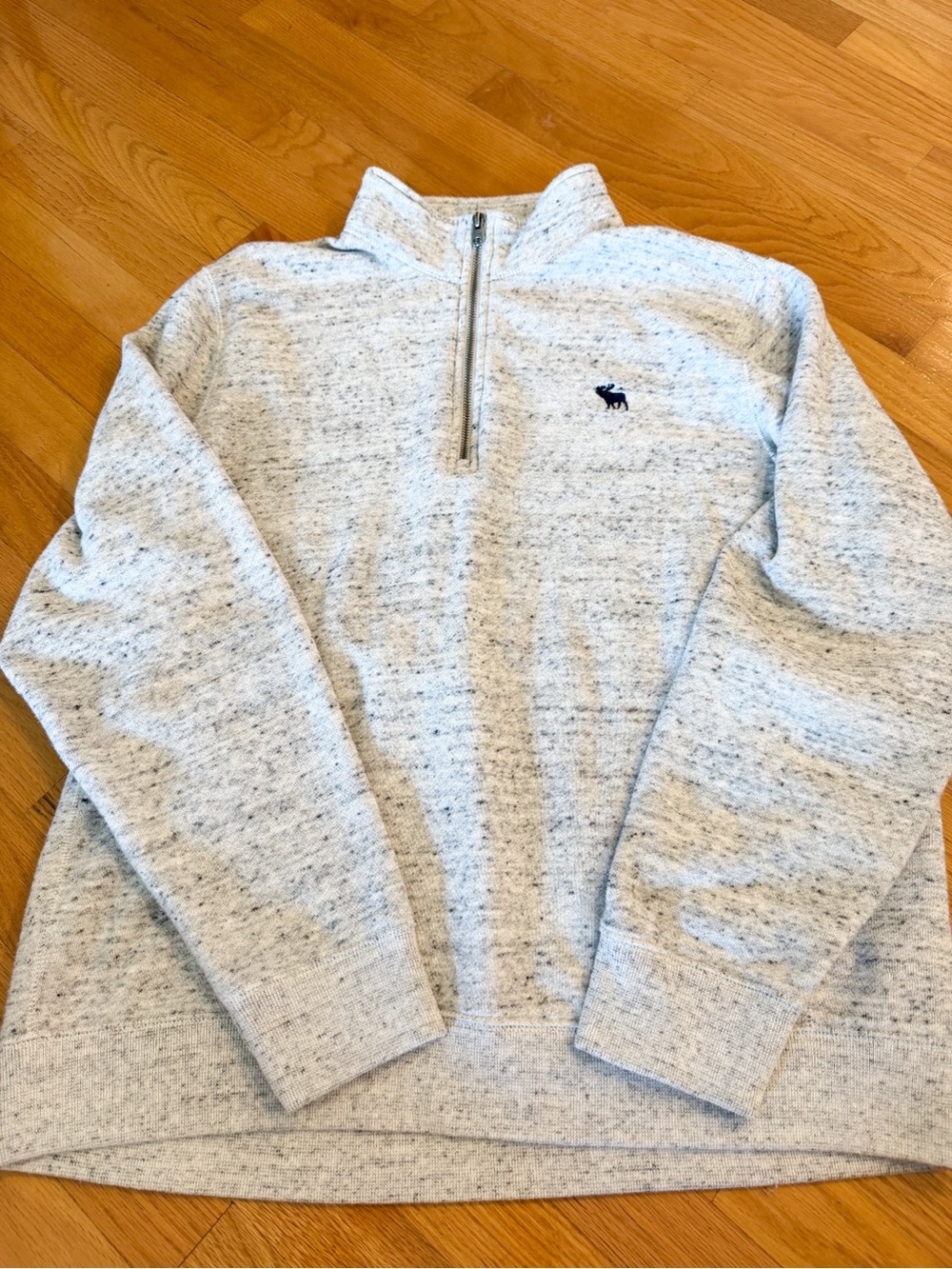Abercrombie & Fitch Men's Heather Light Gray Quarter-Zip Pullover Soft XL